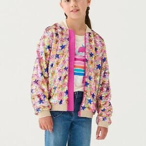 Hatley Star Party Sequin Bomber Jacket Girls Size 6